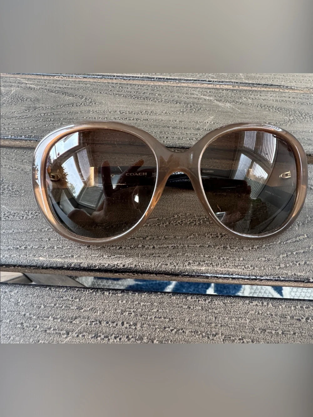 Coach Brown Round Oversized Sunglasses L094 Carter 5260T5 milky brown/navy - Picture 1 of 7